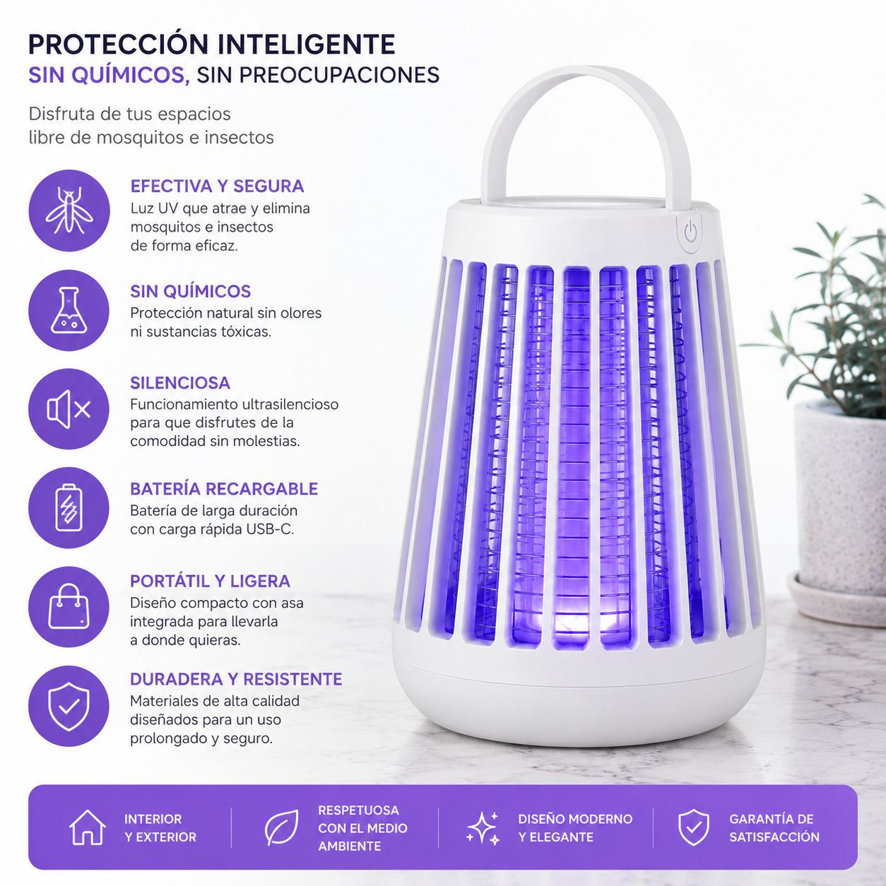 NightGuard™ | Lámpara Antimosquitos UV Recargable